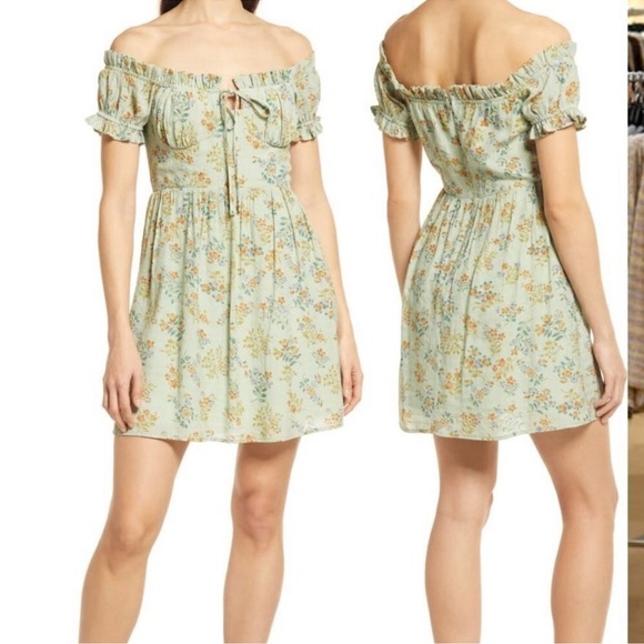 Lulu's sz L All Heart Floral Off the Shoulder Mini Dress - Picture 2 of 14